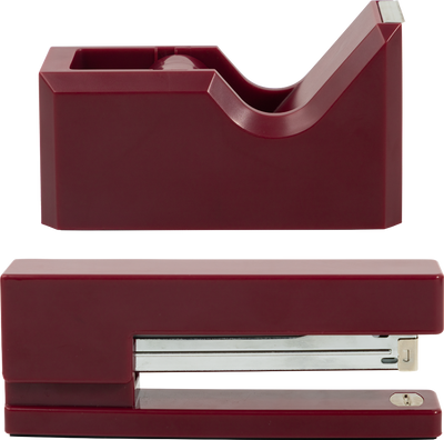 Stapler and Tape Dispenser Desk Set - Burgundy