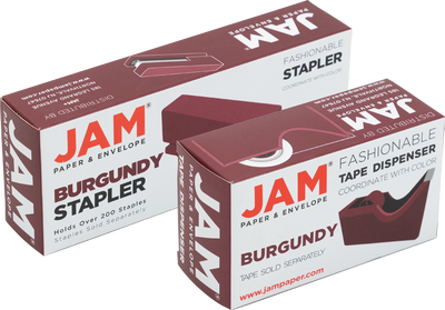 Stapler and Tape Dispenser Desk Set - Burgundy