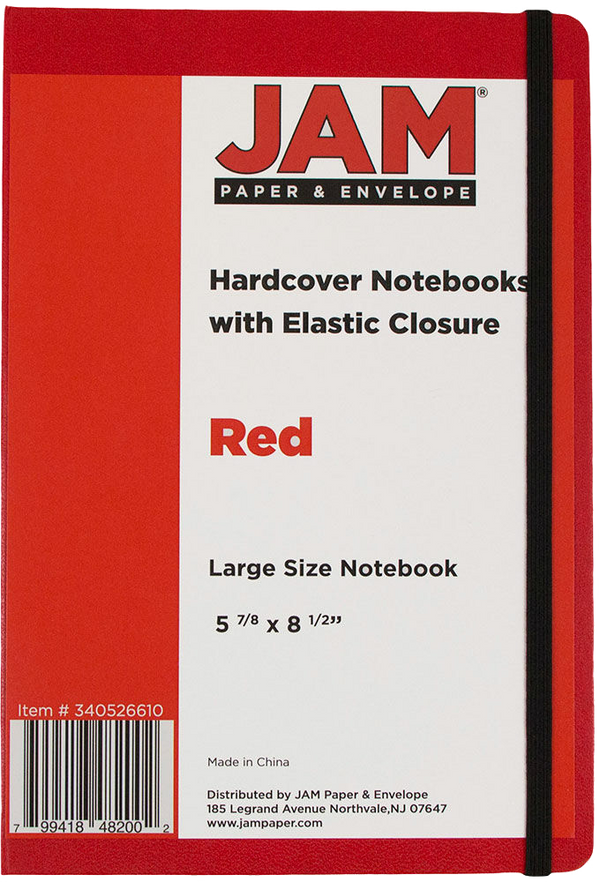 Red Large Notebook 5 7/8 x 8 1/2 - 100 Lined Pages - Envelopes
