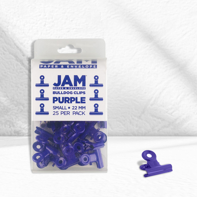 Purple Small 22mm Bulldog Clips - 25 Pack