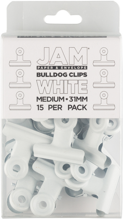 White Medium 31mm Bulldog Clips - 15 Pack