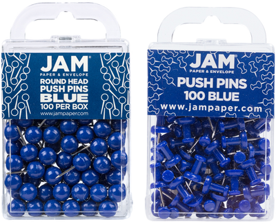 Blue Round & Standard Pushpins - 2 Packs of 100