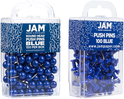 Blue Round & Standard Pushpins - 2 Packs of 100