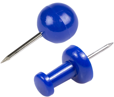 Blue Round & Standard Pushpins - 2 Packs of 100