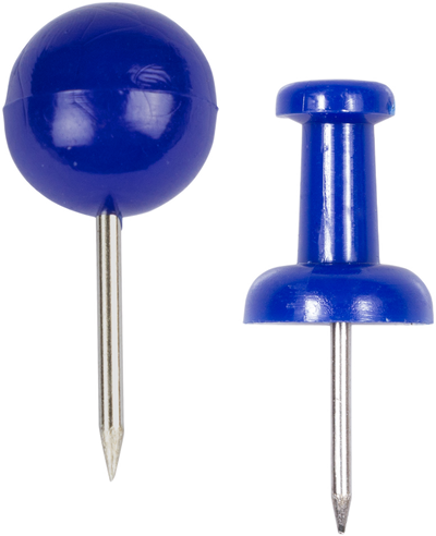 Blue Round & Standard Pushpins - 2 Packs of 100
