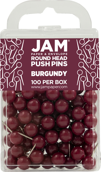 Round Pushpins - 100 Pack - Burgundy