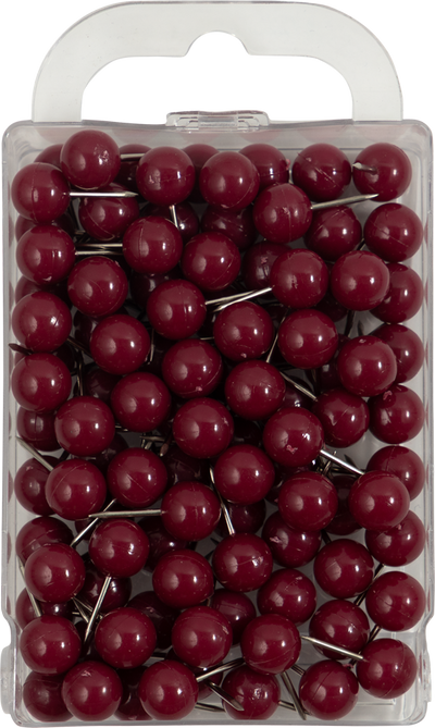 Round Pushpins - 100 Pack - Burgundy