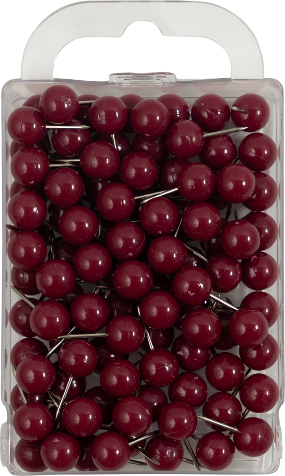 Round Pushpins - 100 Pack - Burgundy