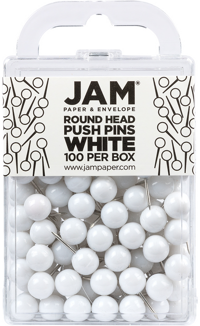 White Round Pushpins - 100 Pack