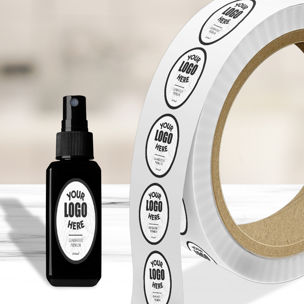 White Glossy 1 1/4 x 2 1/2 Inch Roll of Oval Labels