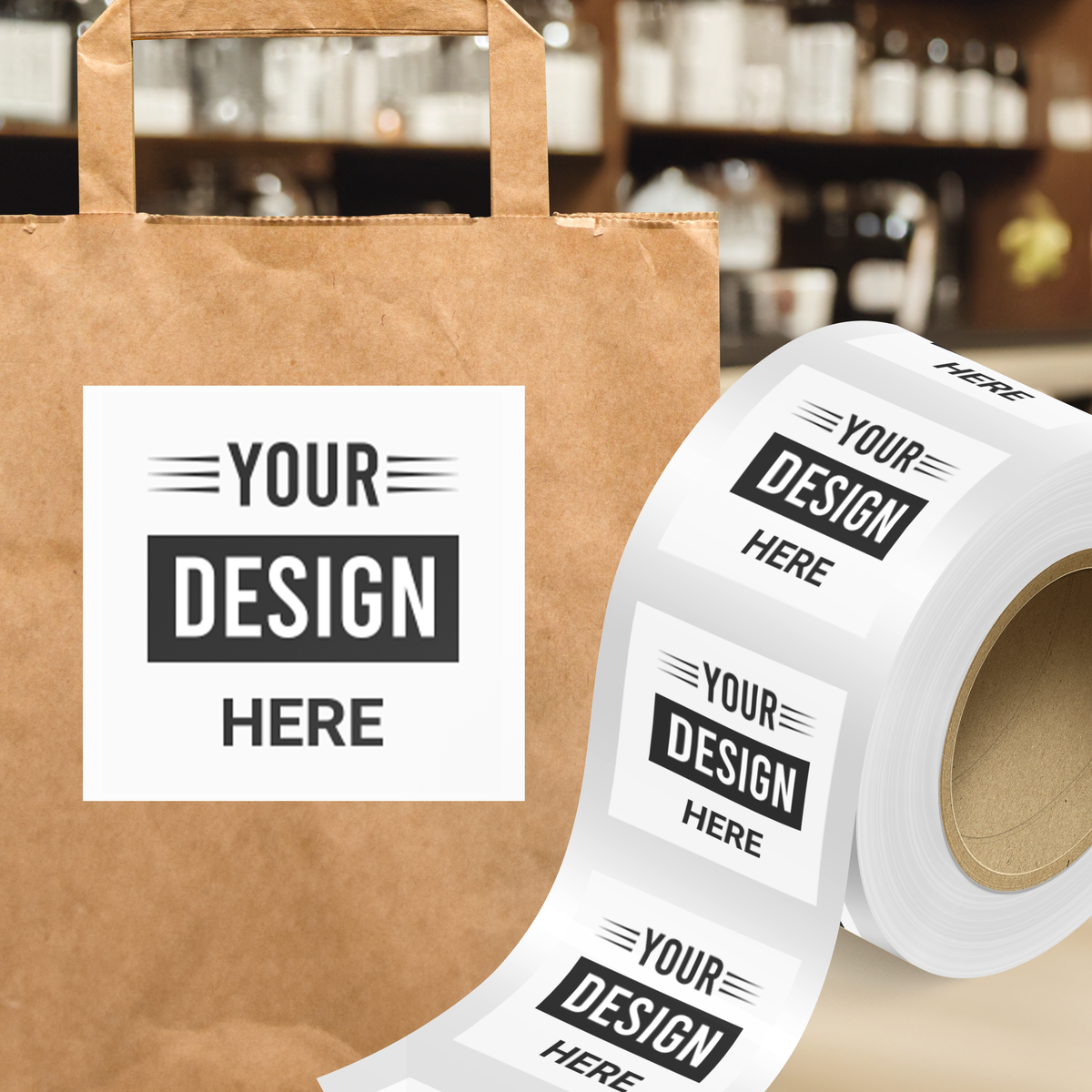 White Glossy 3 x 3 Inch Roll of Square Labels