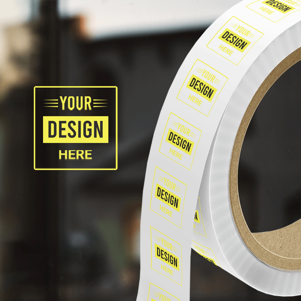Clear 2 x 2 Inch Roll of Square Labels - Tear Resistant with High Gloss Film Layer