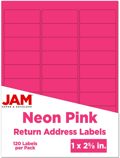 Assorted Neon 1 x 2 5/8 Return Address Labels