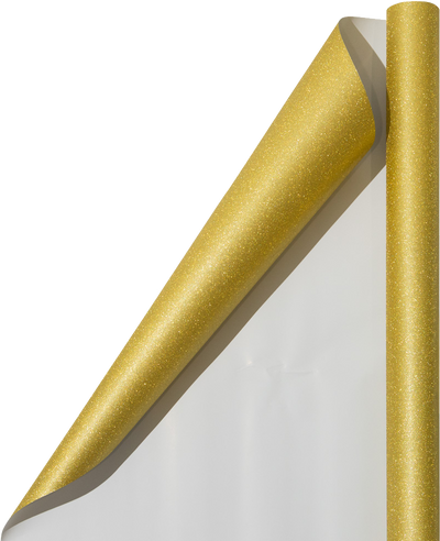 Gold Glitter Wrapping Paper with Tape with Double-Sided Tape Set (25 Sq Ft)