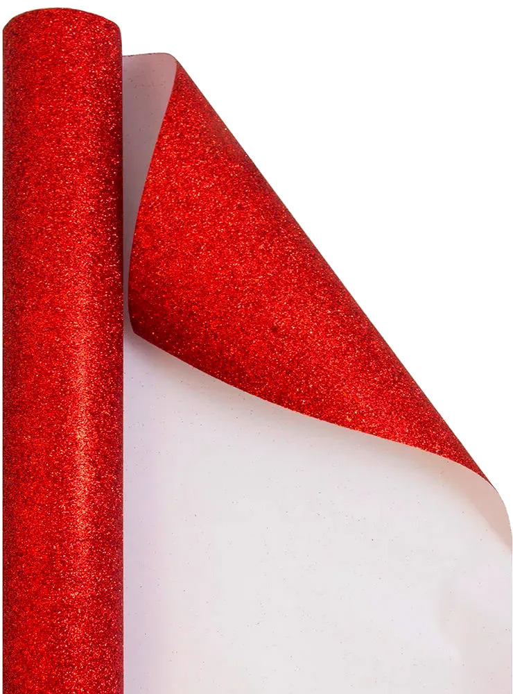 Red Glitter Wrapping Paper with Tape with Double-Sided Tape Set (25 Sq Ft)