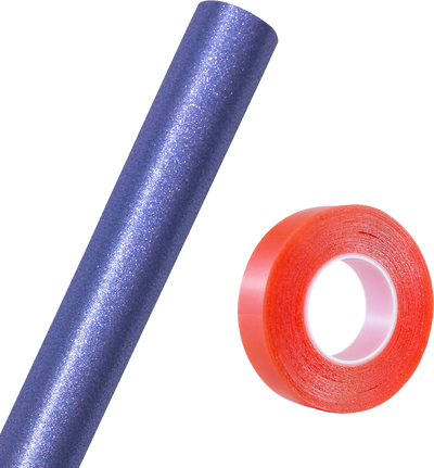Violet Blue Glitter Wrapping Paper with Tape with Double-Sided Tape Set (25 Sq Ft)