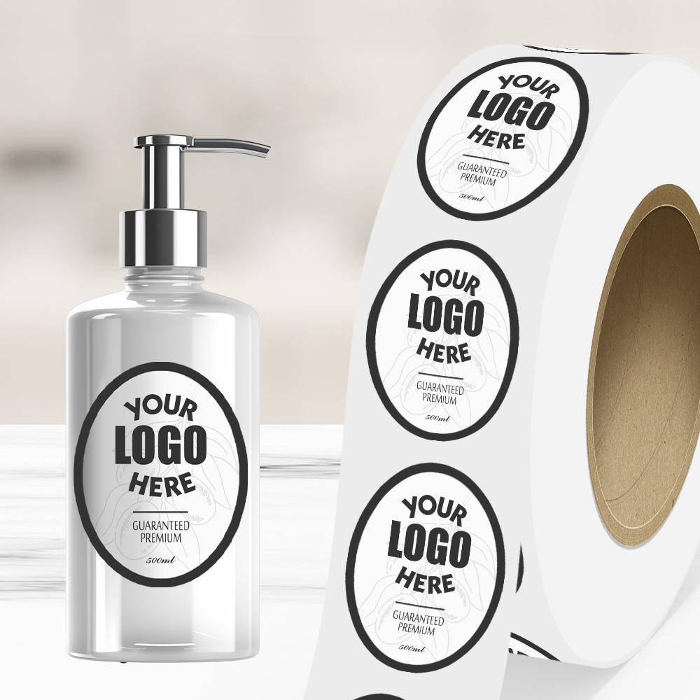 White 2 x 3 Inch Roll of Oval Labels - Tear Resistant with High Gloss Film Layer