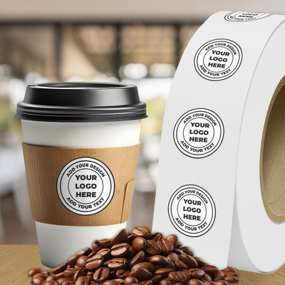 White 2 Inch Roll of Circular Round Labels - Tear Resistant with High Gloss Film Layer