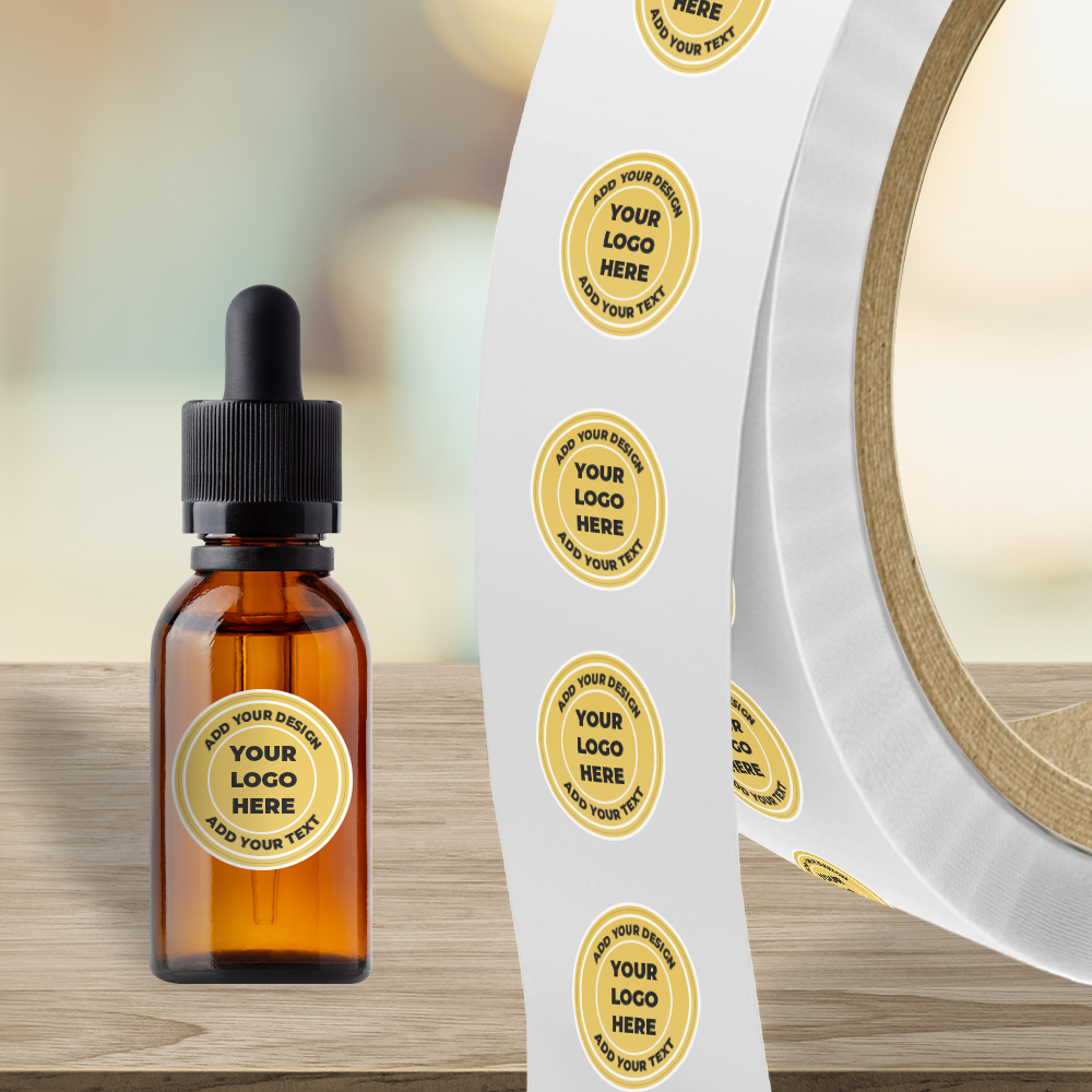 Matte Gold Foil 1/2 Inch Roll of Circular Round Labels - Durable