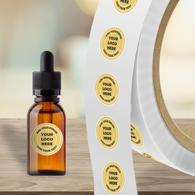 Matte Gold Foil 1/2 Inch Roll of Circular Round Labels - Durable