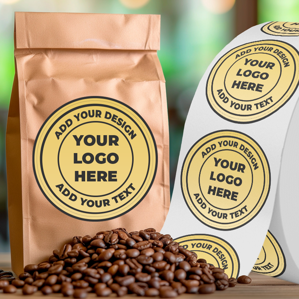 Matte Gold Foil 2 1/2 Inch Roll of Circular Round Labels - Durable