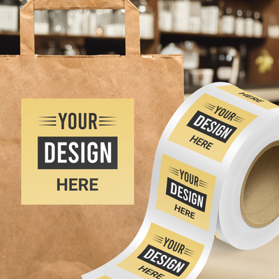 Matte Gold Foil 3 x 3 Inch Roll of Square Labels - Durable