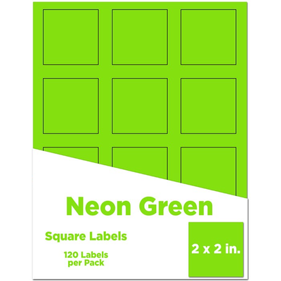 Neon Green 2 x 2 Square Labels