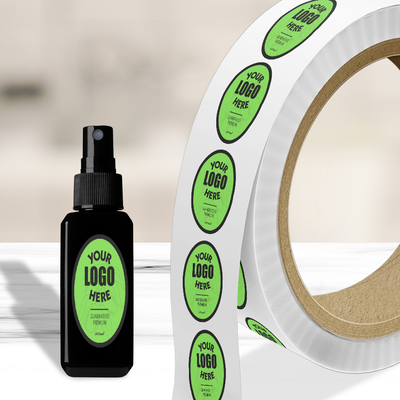 Neon Green 1 1/2 x 2 1/2 Inch Roll of Oval Labels - Bright Adhesive