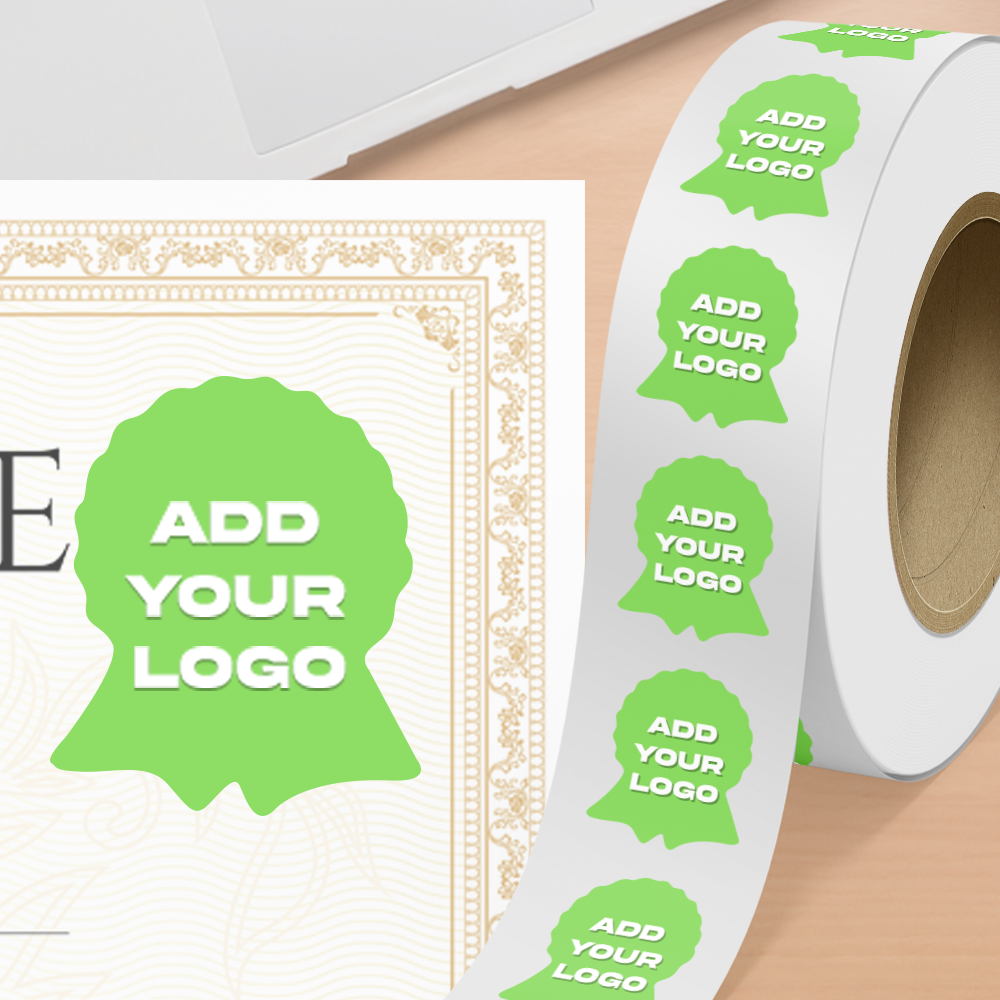 Neon Green 1 5/8 x 2 Inch Roll of Ribbon Shaped Labels - Prize Support Awareness Bright Adhesive