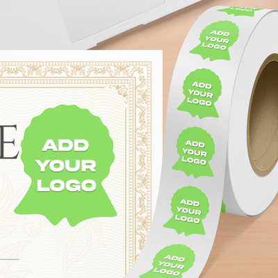 Neon Green 1 5/8 x 2 Inch Roll of Ribbon Shaped Labels - Prize Support Awareness Bright Adhesive