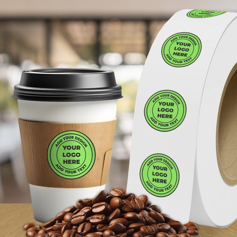 Neon Green 2 1/4 Inch Roll of Circular Round Labels - Bright Adhesive