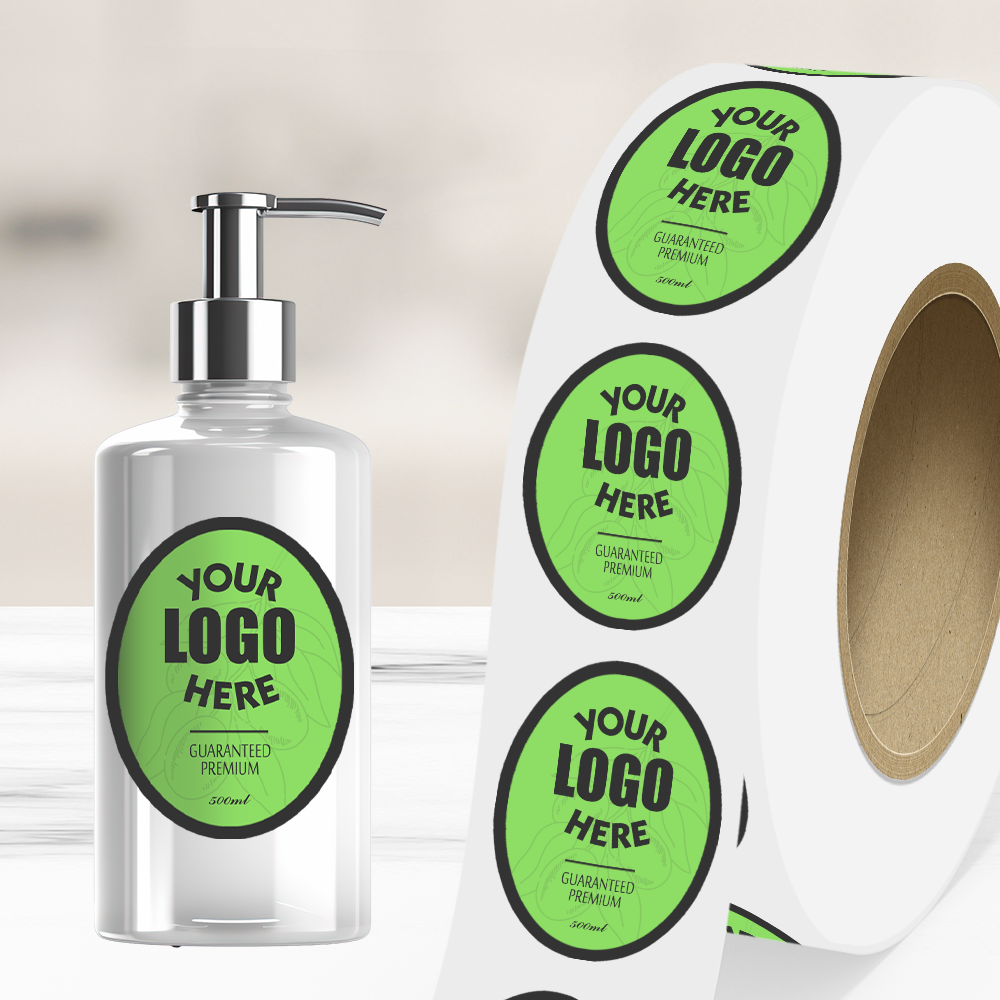 Neon Green 2 7/8 x 3 3/4 Inch Roll of Oval Labels - Bright Adhesive