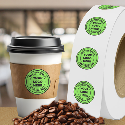 Neon Green 2 Inch Roll of Circular Round Labels - Bright Adhesive
