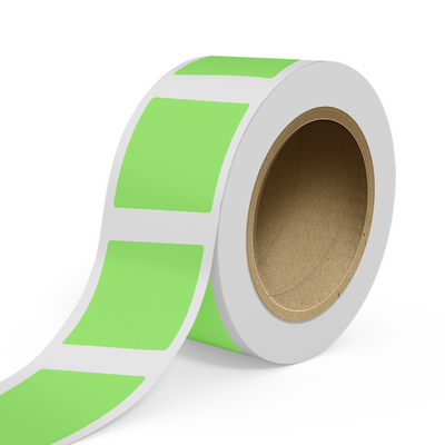 Neon Green 3 1/2 x 4 Inch Roll of Rectangle Labels - Bright Adhesive