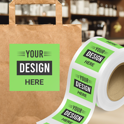 Neon Green 3 x 3 Inch Roll of Square Labels - Bright Adhesive