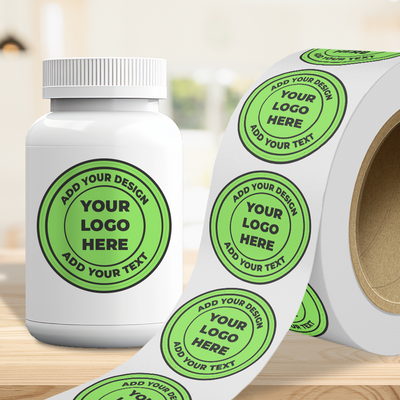 Neon Green 4 Inch Roll of Circular Round Labels - Bright Adhesive