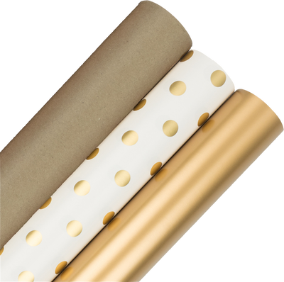 Gold Collection Christmas Wrapping Paper Set (75 Sq Ft) - 3 Rolls
