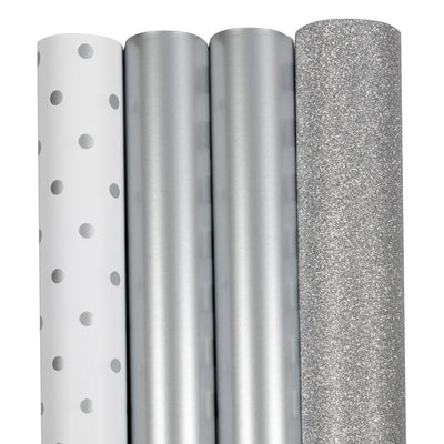 Everything Silver Christmas Wrapping Paper Set (65 Sq Ft) - 4 Rolls