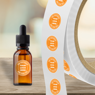 Neon Orange 1 1/4 Inch Roll of Circular Round Labels - Bright Adhesive