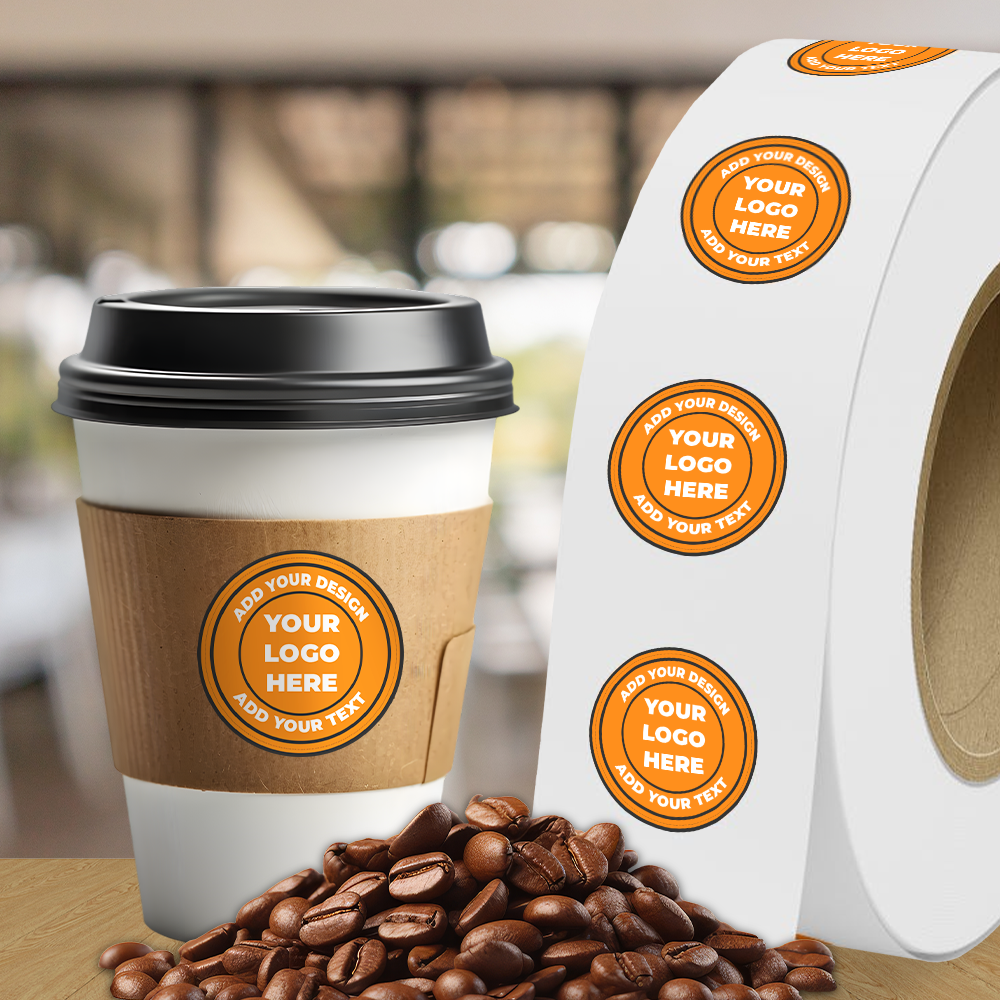 Neon Orange 2 Inch Roll of Circular Round Labels - Bright Adhesive
