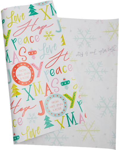 Custom Print Wrapping Paper Sheets 20" x 28" White Glossy - 5 Pack