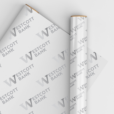 Custom Print Wrapping Paper 29 1/4" x 17 3/4' (43 Sq Ft) White Glossy