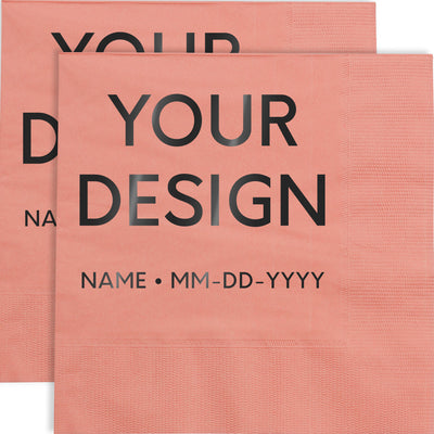 Custom Coral Pink Lunch Napkins - 6 1/2 x 6 1/2
