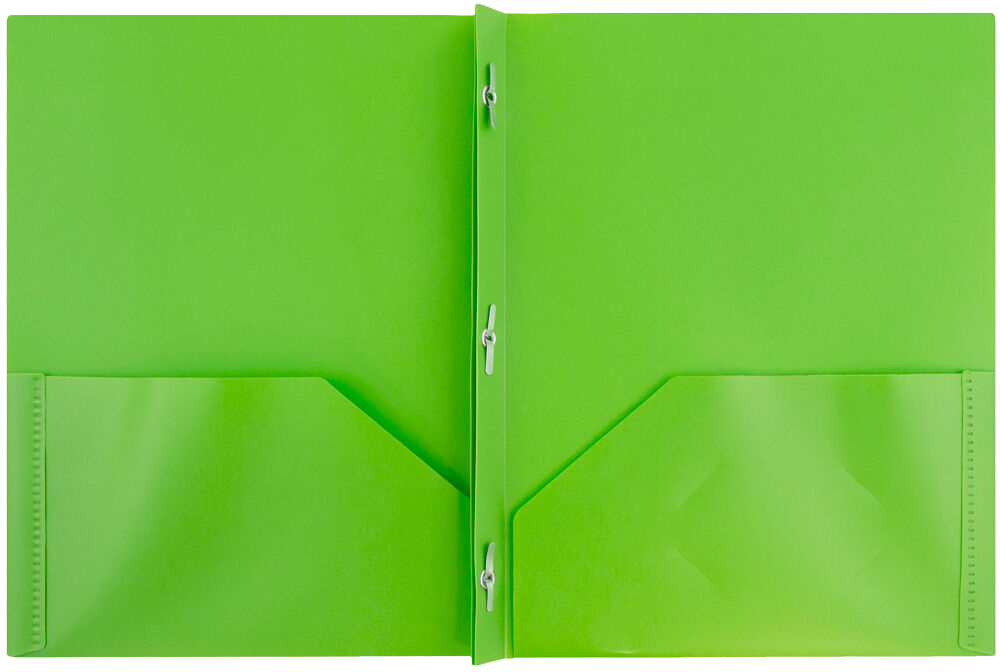 Lime Green 9 x 12 Plastic Pop Folders with Clasp