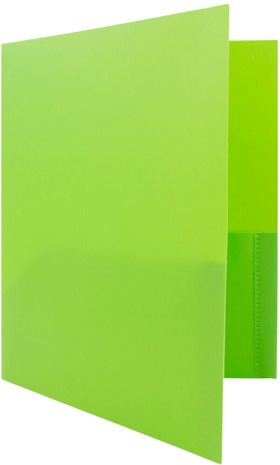 Lime Green 9 x 12 Plastic Pop Folders with Clasp