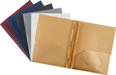 9 x 12 Plastic Pop with Clasp Folders - 6 Pack - Assorted Professional