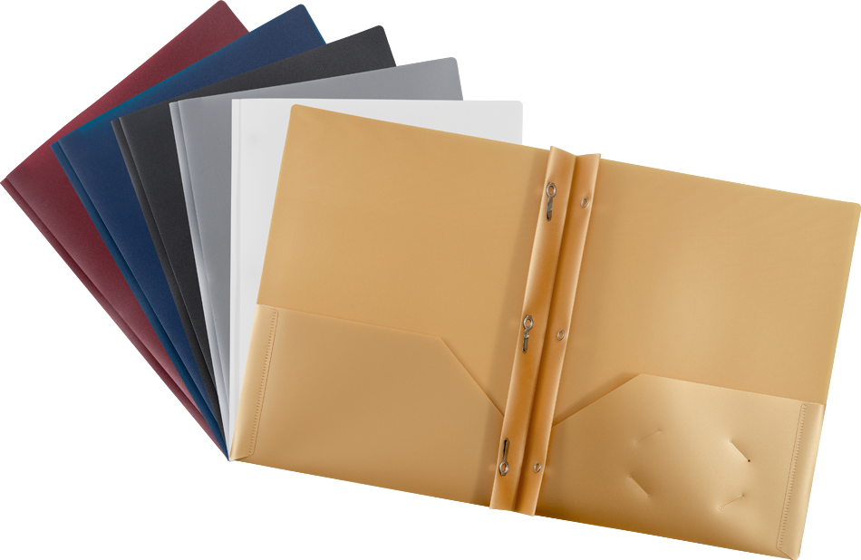 9 x 12 Plastic Pop with Clasp Folders - 6 Pack - Assorted Professional