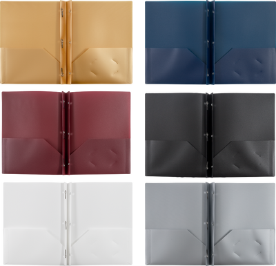 9 x 12 Plastic Pop with Clasp Folders - 6 Pack - Assorted Professional