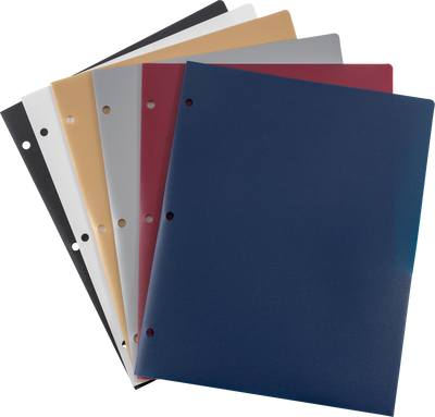 9 x 12 Plastic Pop 3 Hole Punch Folders - 6 Pack - Assorted Professional