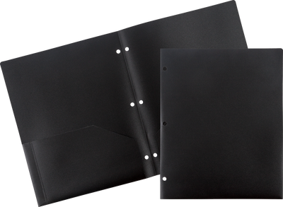 9 x 12 Plastic Pop 3 Hole Punch Folders - 6 Pack - Assorted Professional